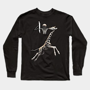 funny giraffe  basketball slam dunked Long Sleeve T-Shirt